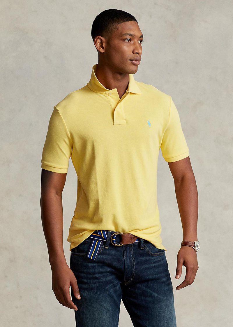 Poleras Polo Polo Ralph Lauren Hombre Custom Slim Fit Mesh Chile Amarillo CWDTX-6492